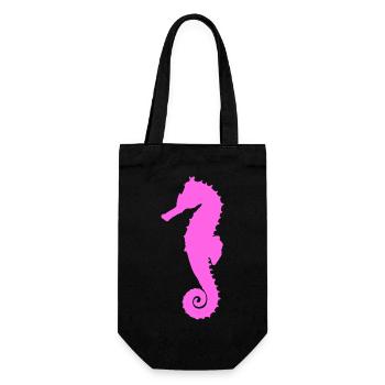 Seepferdchen pink - Geschenkbeutel für Flaschen - Schwarz - Vorne