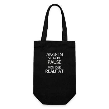 Angeln ist meine Pause von der Realität - Geschenkbeutel für Flaschen - Schwarz - Vorne