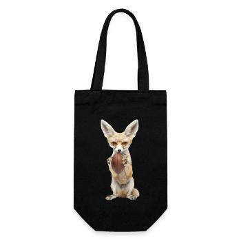 Fennek Fuchs Fußball - Geschenkbeutel für Flaschen - Schwarz - Vorne