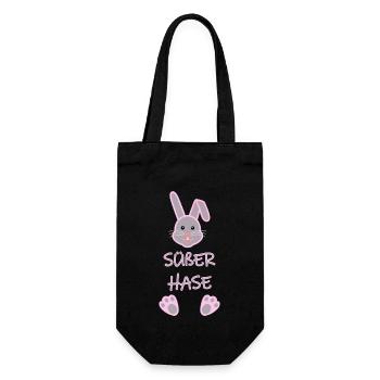 Süßer Hase - Geschenkbeutel für Flaschen - Schwarz - Vorne