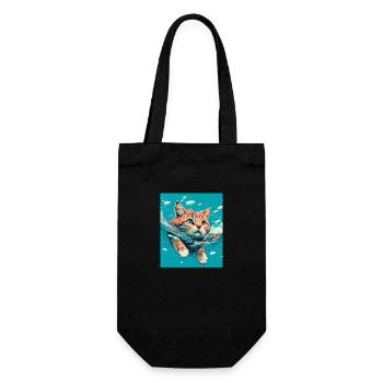 Red cat swimming in the water - Gift Bag for Bottles - black - Front