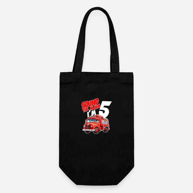 Kids Fire Truck 5 Year Old Firefighter Birthday - Gift Bag for Bottles - black