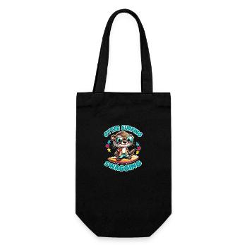 Drôle de loutre de surf avec des lunettes de soleil - Sac à bouteille - noir - Devant
