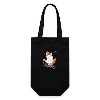 Katze Halloween Fahrrad - Geschenkbeutel für Flaschen - Schwarz - Vorne