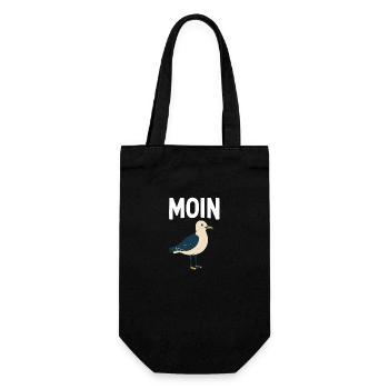 Moin Möwe - Geschenkbeutel für Flaschen - Schwarz - Vorne