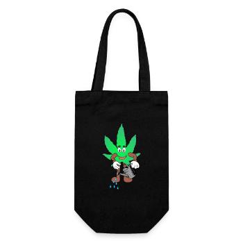 Der Bloom - Weed Cannabis Stoned Hanf Marihuana - Geschenkbeutel für Flaschen - Schwarz - Vorne