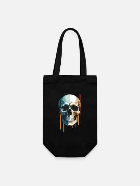 Skull Art - Moderner Totenkopf im Dual-Color Desig - Geschenkbeutel für Flaschen - Schwarz