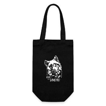 Loved by a Samoyed Hunde Samojede Hundespruch - Geschenkbeutel für Flaschen - Schwarz - Vorne