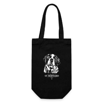 St Bernard Dad Hunde Hund Bernhardiner Wilsigns - Geschenkbeutel für Flaschen - Schwarz - Vorne
