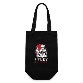 Santa Langhaar Collie Merry Christmas Wilsigns - Geschenkbeutel für Flaschen - Schwarz - Vorne