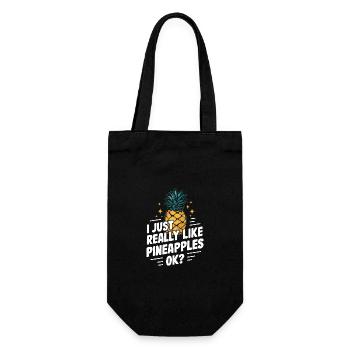 Ananas tropische hawaiianische Frucht - Geschenkbeutel für Flaschen - Schwarz - Vorne
