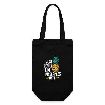 Ananas tropische hawaiianische Frucht - Geschenkbeutel für Flaschen - Schwarz - Vorne