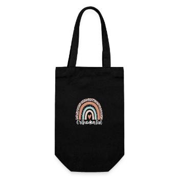 Orthodontist Rainbow Leopard Funny Orthodontist - Gift Bag for Bottles - black - Front