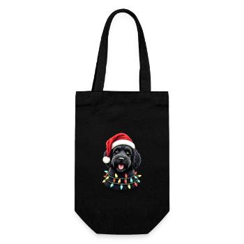 T-shirt de Noël Labradoodle avec chapeau - Sac à bouteille - noir - Devant