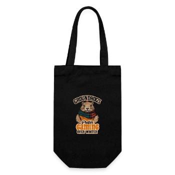 Groundhogs Prefer Gaming Over Winter Fun Design - Gift Bag for Bottles - black - Front