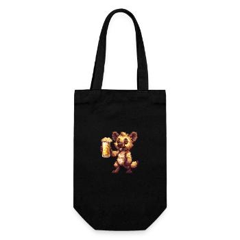 Hyäne Bier Pixel - Geschenkbeutel für Flaschen - Schwarz - Vorne