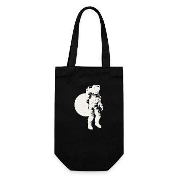 Astronaut silhouette white, moon background - Gift Bag for Bottles - black - Front