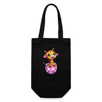 A cartoon giraffe hatches from a colorful east - Gift Bag for Bottles - black - Front