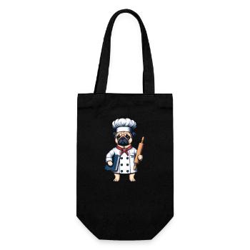 Chef-Chef Pug in the kitchen - Gift Bag for Bottles - black - Front