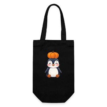 Cute Halloween Penguin Pumpkin Cartoon October - Gift Bag for Bottles - black - Front