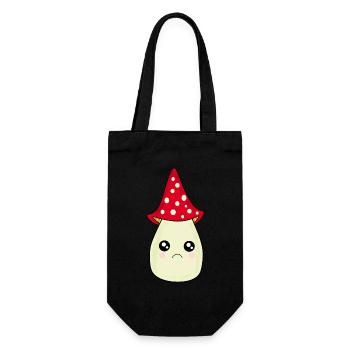 Kawaii Mushroom Toadstool cute red with face - Gift Bag for Bottles - black - Front