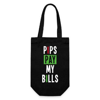 Pips pay my bills - Trading Fun - Geschenkbeutel für Flaschen - Schwarz - Vorne