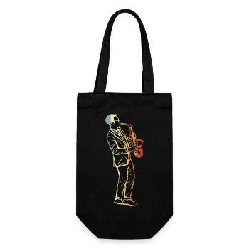 Vintage Saxophone - Gift Bag for Bottles - black - Front
