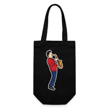 Drôle de garçon de saxophone - Sac à bouteille - noir - Devant