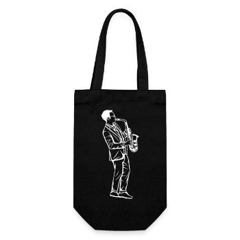 Saxophone Boy Drawing - Gift Bag for Bottles - black - Front