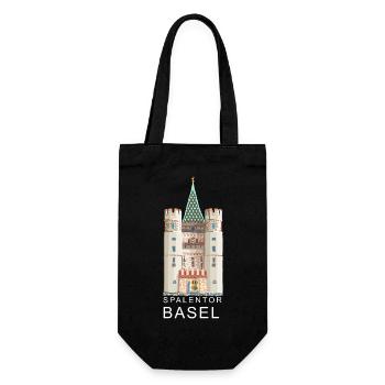 Basel, Spalentor, Schweiz - Geschenkbeutel für Flaschen - Schwarz - Vorne
