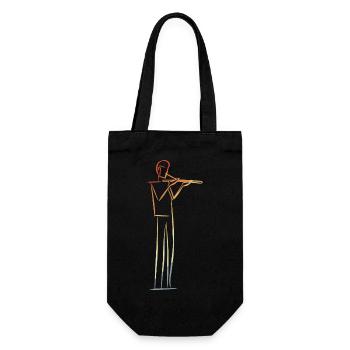 Flute Player Drawing Retro - Gift Bag for Bottles - black - Front
