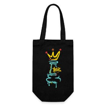 Chess Figure Graffiti with Crown – Street Art - Gift Bag for Bottles - black - Front
