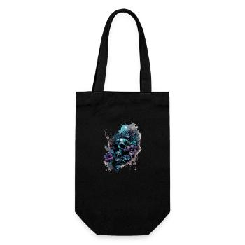 Human Skull & Flowers 39 - Gift Bag for Bottles - black - Front