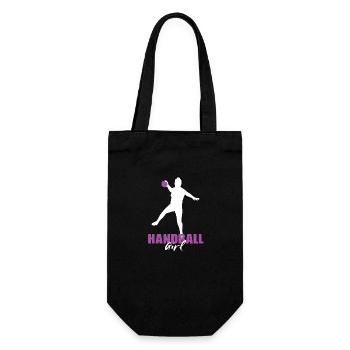 Handball Sport Mädchen spielen Handball - Geschenkbeutel für Flaschen - Schwarz - Vorne