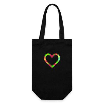 Herz neon - Geschenkbeutel für Flaschen - Schwarz - Vorne