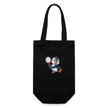 pingouin tennis joueur de tennis sport dessin animé - Sac à bouteille - noir - Devant