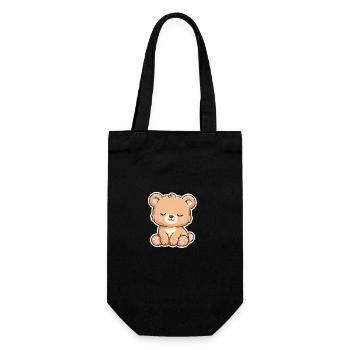 Petit ours adormant pastel façon Kawaii - Sac à bouteille - noir - Devant