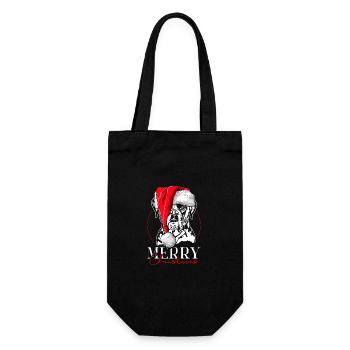 Santa Boxer Merry Christmas Hunde Hund Wilsigns - Geschenkbeutel für Flaschen - Schwarz - Vorne