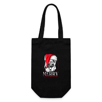 Santa Mops Merry Christmas Hunde Hund Wilsigns - Geschenkbeutel für Flaschen - Schwarz - Vorne