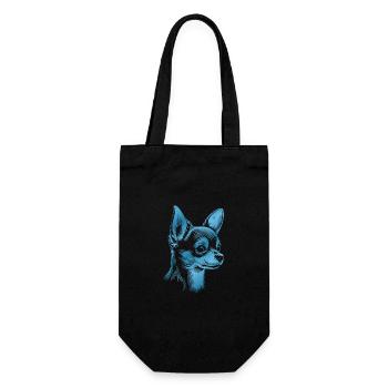 Chihuahua, Shorthair, Dog Head, Drawing Blue - Gift Bag for Bottles - black - Front