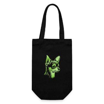 Chihuahua, Shorthair, Dog Head, Drawing Green - Gift Bag for Bottles - black - Front