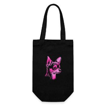 Chihuahua, Shorthair, Dog Head, Drawing pink - Gift Bag for Bottles - black - Front