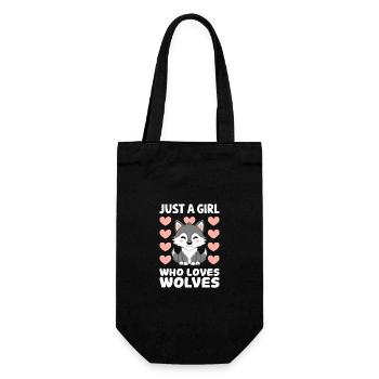 Wolf Wölfe Tier Jaulen - Geschenkbeutel für Flaschen - Schwarz - Vorne