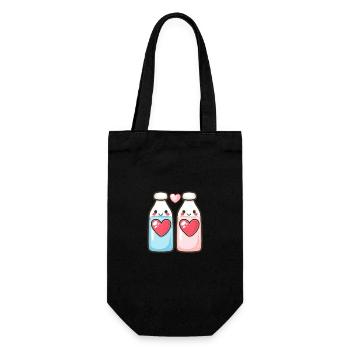 Milch Paar Liebe Herz Valentinstag - Geschenkbeutel für Flaschen - Schwarz - Vorne