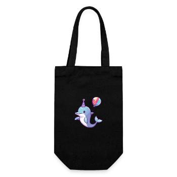 Dolphin Birthday Comic - Gift Bag for Bottles - black - Front
