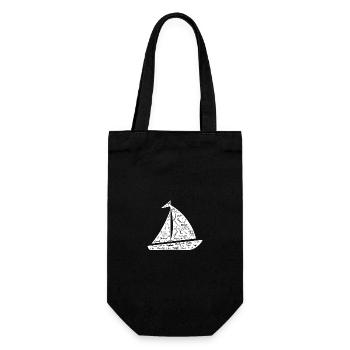 Segelboot Wortwolken Design - Geschenkbeutel für Flaschen - Schwarz - Vorne