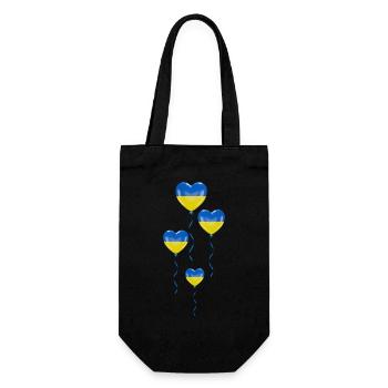Solidarity and Heart Balloons for Ukraine - Gift Bag for Bottles - black - Front