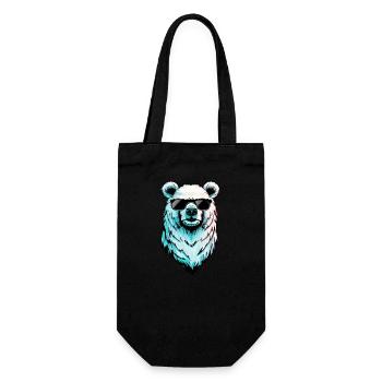 Cooler Eisbär - Polarbär mit Sonnenbrille - Geschenkbeutel für Flaschen - Schwarz - Vorne