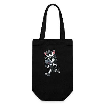 Sportliches Zebra Joggen Marathon - Geschenkbeutel für Flaschen - Schwarz - Vorne