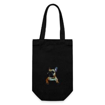 Français Bulldog, Frenchie, Bully, Cadeau - Sac à bouteille - noir - Devant
